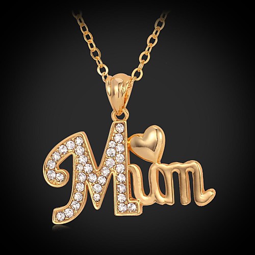 подарок 18k реальное золото платина u7 имя ожерелье мамы покрытием горный хрусталь любовь кулон ювелирные изделия