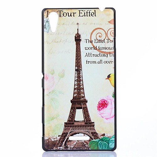 Rose Flower Tower Pattern PC Hard Back Case for Sony Xperia T3