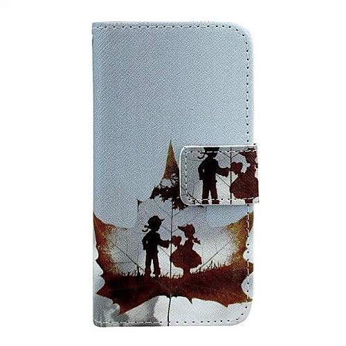 Couples Pattern PU Leather Full Body Case with Card Slot And Stand for iPhone 5C