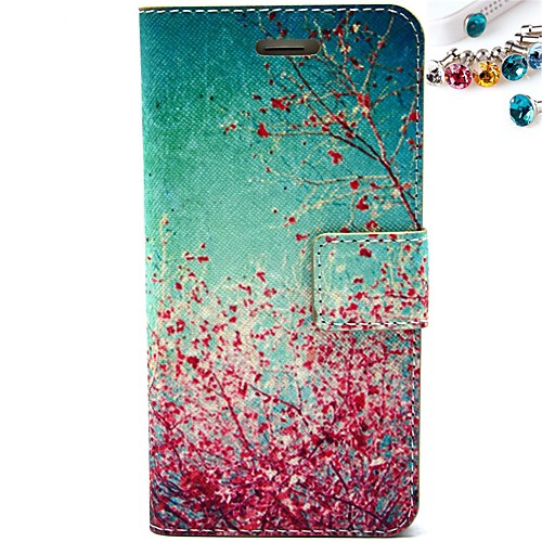 Wintersweet Pattern PU Leather Full Body Case with Card Slot and Stand for iPhone 6 Plus