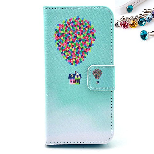 Balloon Pattern PU Leather Full Body Case with Card Slot and Stand for iPhone 5C