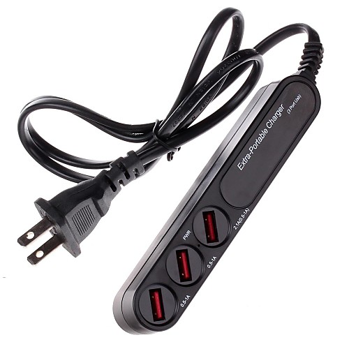BYL-3003L Multi-use 3-Port USB 2.0 Power Socket (Black)