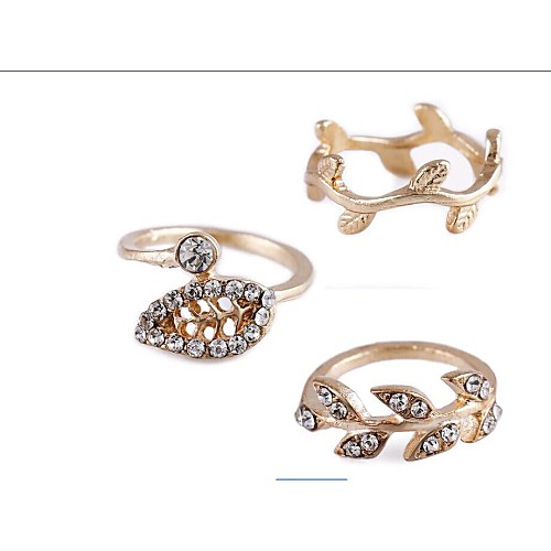 Leaf Diamond Three-piece  Midi Rings