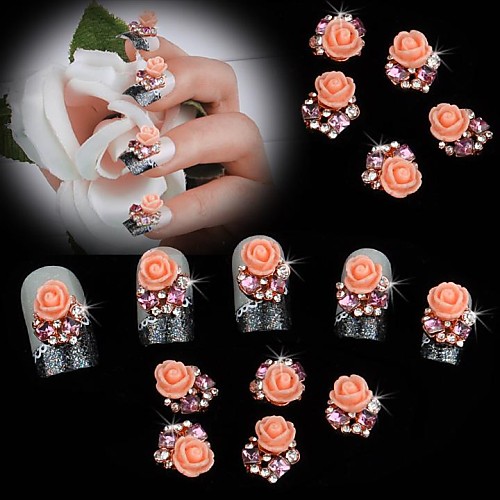 10шт жемчуг розовый цветок розы 3d горный хрусталь DIY аксессуары Nail Art Decoration