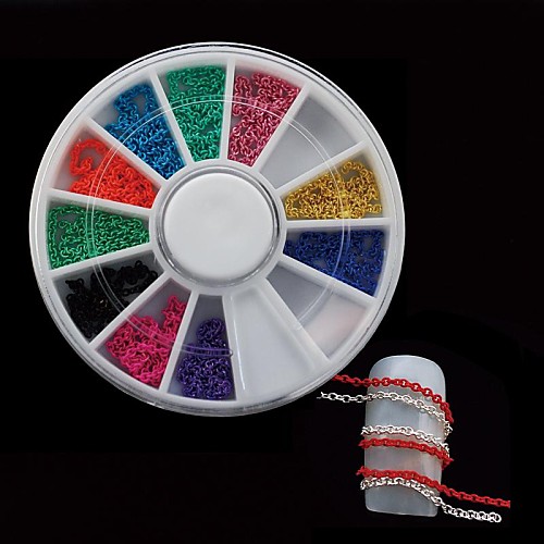 12colors цепь DIY Nail колесных пар Nail Art Decoration