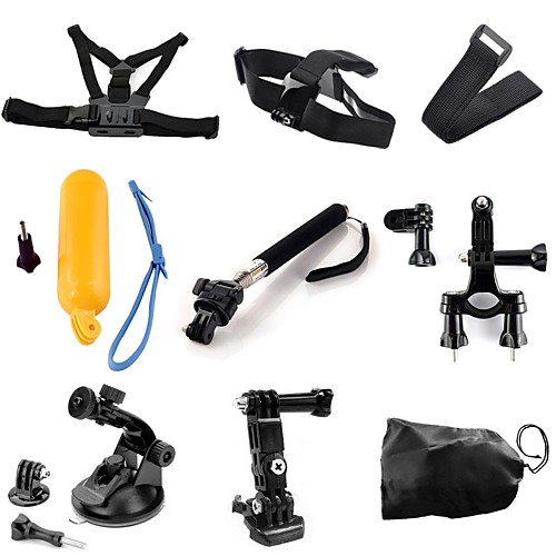 TOZ 9 in 1 Kit Chest Head StrapFloating Grip Handlebar Seatpost  MonopodSuction CupWrist Strap for GoPro Hero 4