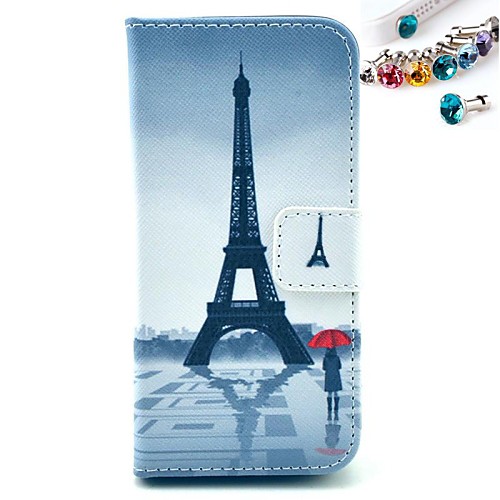 Tower Pattern PU Leather Full Body Case with Card Slot and Stand for iPhone 5C