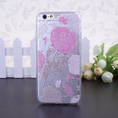 Pink Flowers Pattern Transparent TPU Soft Case for iPhone 6