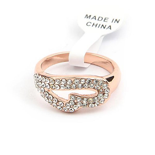 Fashion Rose Gold Rhinestone Heart Rings Random Color