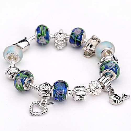 Silver Plated Glass Bead Bracelet