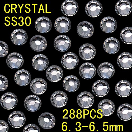 288pcs 6.3-6.5mm белый цвет блеск Flatback Кристалл Rhinestone Nail Art Decoration