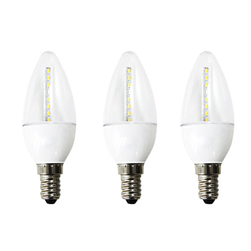 3 шт ч  лк ™ привело c37 e14 5w 24x3022smd 350lm CRI>80 2700k теплый белый прозрачная крышка свечей лампочка (AC220-240V)