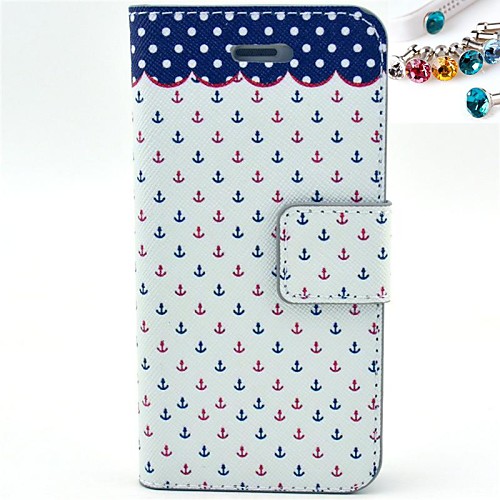 The Boat Anchor Pattern PU Leather Full Body Case with Card Slot and Stand for iPhone 4/4S