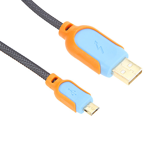 150см Micro USB зарядка кабель синхронизации для SAM / HTC / NOK / MOT / BB (сине-оранжевый)