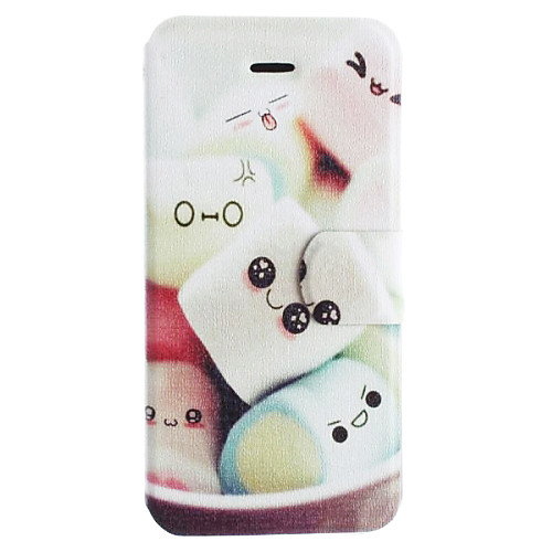 Lovely Cartoon Marshmallow Pattern Clamshell PU Leather Full Body Case with Card Slot for iPhone 5C