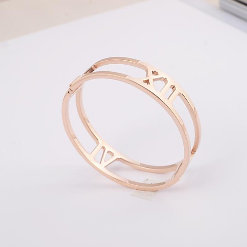 European Roman Numerals 316L Stainless Steel Hollow Bangle