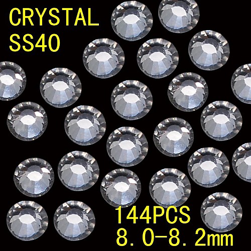 144pcs 8.0-8.2mm белый цвет блеск Flatback Кристалл Rhinestone Nail Art Decoration