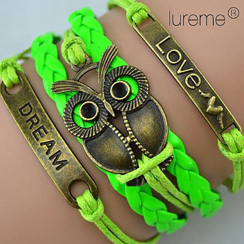 Lureme Owl Charm Braided Bracelet