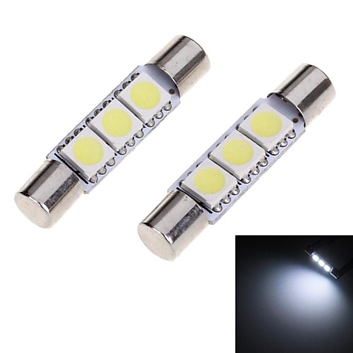 t6 гирлянда 28mm 1W 35lm 6000K 3-SMD 5050 LED White Light автомобилей защитная пластина лампы (12V / 2 шт)