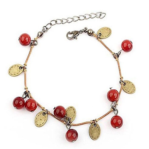 Red Cherry Coin Female Tassel Bracelet