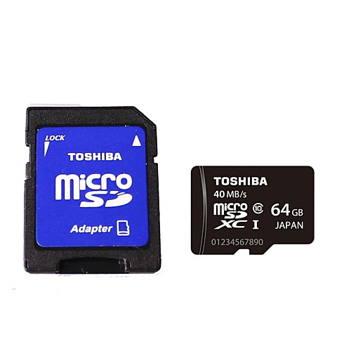 Toshiba микро SDXC карт TF 64GB UHS-I Класс W / SD адаптер R: 40 Мб / с SD-c064gr7ar040ach