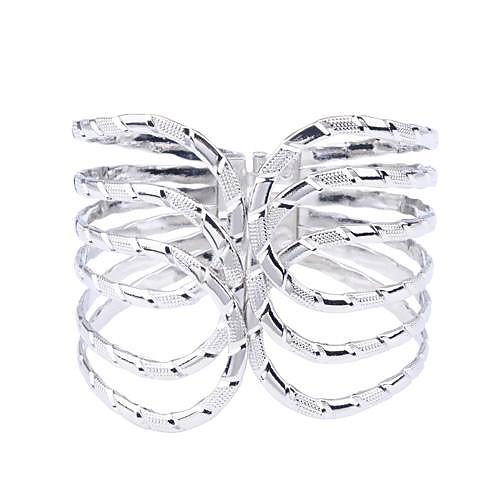 Lureme Silver Plated Arc Shaped Alloy Bracelet