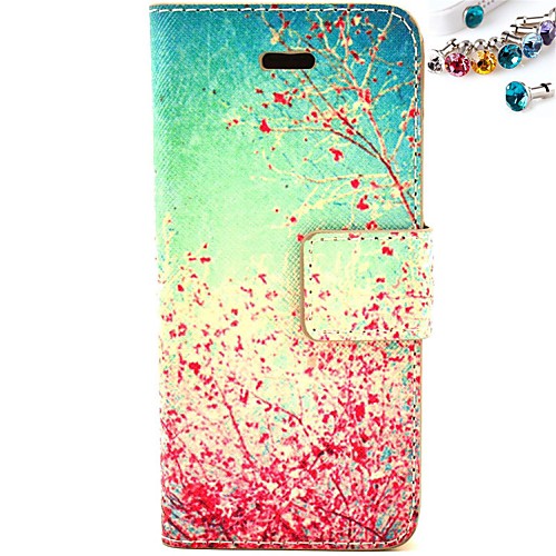 The Cherry Blossom Pattern PU Leather Full Body Case with Card Slot and Stand for iPhone 5C