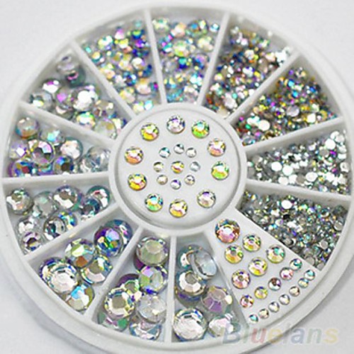 4 размер 300pcs Nail Art Советы кристалл блеск горный хрусталь украшения колесо Nail Art Decoration