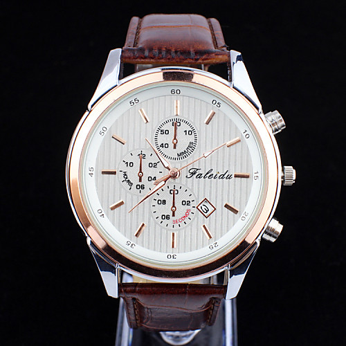 Men's Fashion Casual Waterproof Leather Wrist Watch