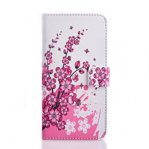 Peach Blossom Pattern PU Leather Case with Stand and Card Slot for Wiko Lenny