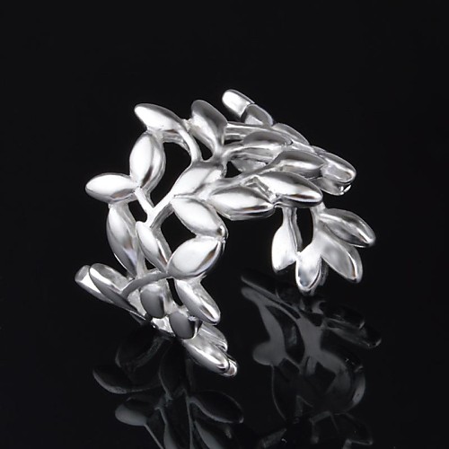 Women's Fashion Leaf Design  Silver Plated  Open Ring