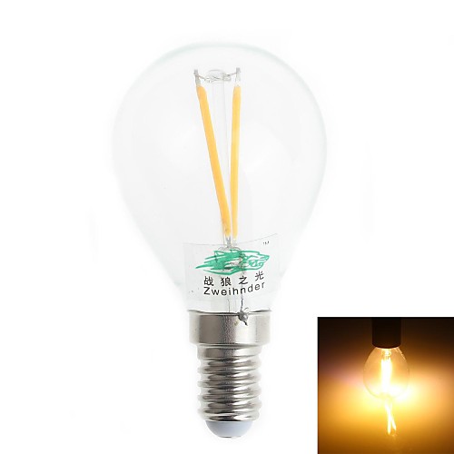 Zweihnder E14 2W 180LM 3000-3500K LED Tungsten Core Warm Light Globe Bulb (AC 220-240V)