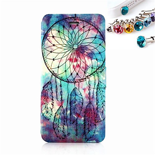 Dust Plug and Wind Chimes Pattern PU Leather Full Body Case with Card Slot and Stand for iPhone 6