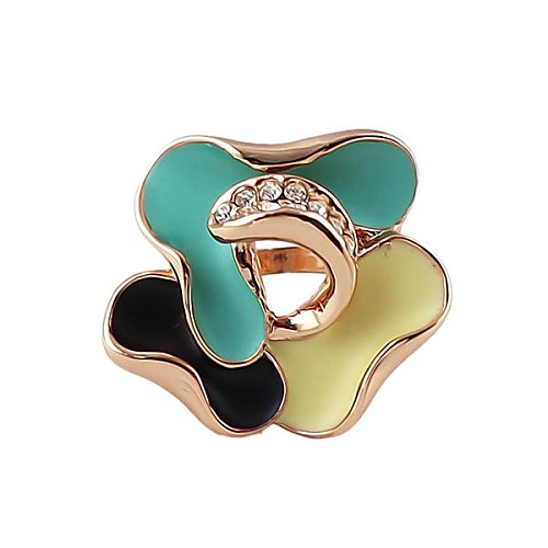 2014 Rose Gold Plated Latest Style Enamel Flower Ring