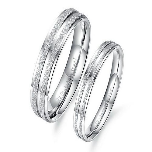 Fashion Romantic Silver Titanium Steel Couple Rings(2 Pcs)