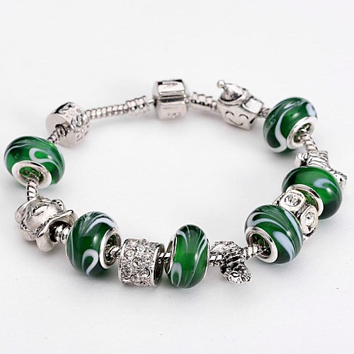 Silver Plated Glass Bead Bracelet