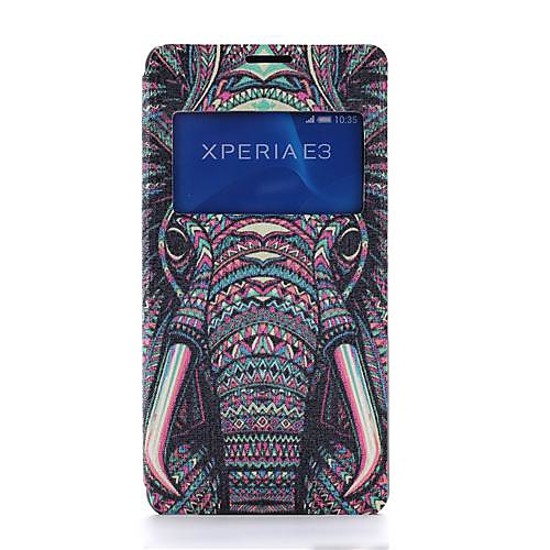 Elephant Pattern PU Leather Full Body Cover with Card and Stand Case for Sony Xperia E3