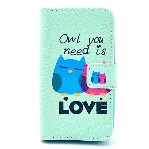 Love Owl Pattern PU Leahter Full Body Cover with Stand and Card Slot for Huawei Y330