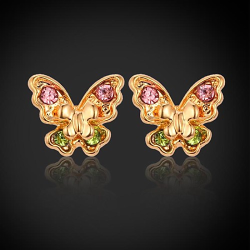 u7 новые милые бабочки 18k реальное позолоченные сочетание цветов горный хрусталь шпильки серьги ювелирные изделия серьги