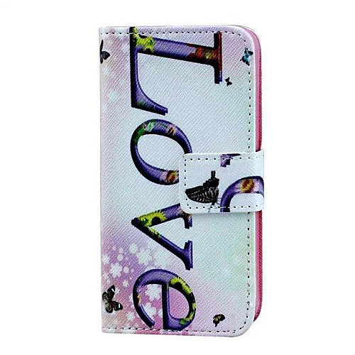 LOVE Pattern PU Leather Full Body Case with Card Slot And Stand for iPhone 5C