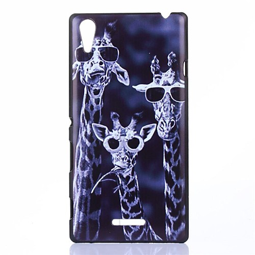 Glasses Giraffe Pattern PC Hard Back Case for Sony Xperia T3