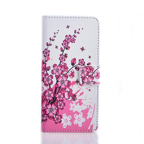 Peach Blossom Pattern PU Leather Case with Stand and Card Slot for Wiko Wax