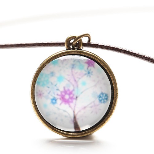 Время драгоценный камень Sakura Cherry Blossom древо жизни ожерелье искусство дерево стекло кабошон колье