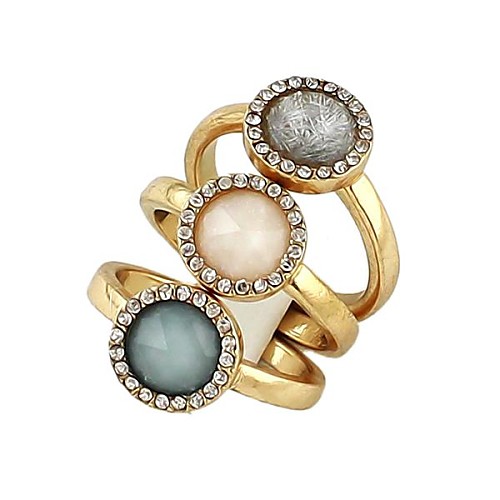 2014 New Simple Design Single Gemstone Three Finger Rings Set