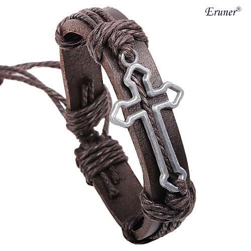 крестообразный посеребренные сплав кожаный браслет erunermen в