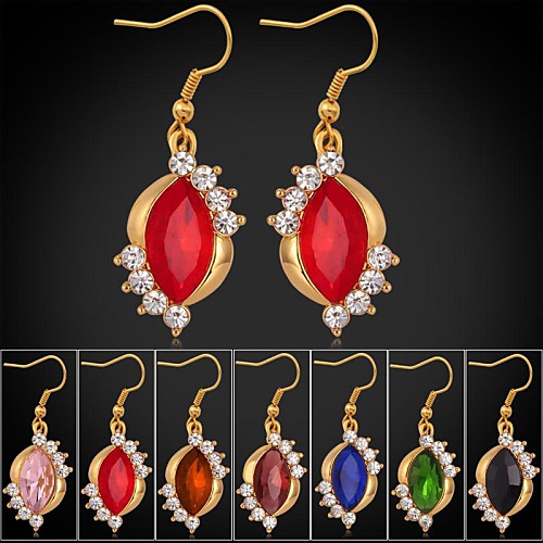 7 colors New Trendy 18K Gold Plated Rhinestone CZ Diamond Dangle Earrings Luxurious Fashion Jewelry