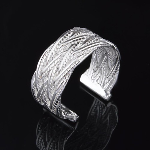 Women's Fashion Sliver Net Wave Adjustable  Ring