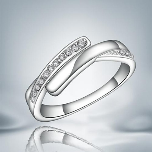 Fashion Simple Silver Zircon Band Ring For Women (1 pc)