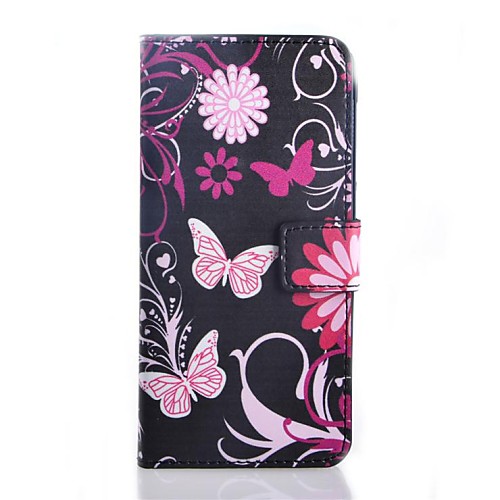 Pink Butterfly Pattern PU Leather Case with Stand and Card Slot for Wiko Wax