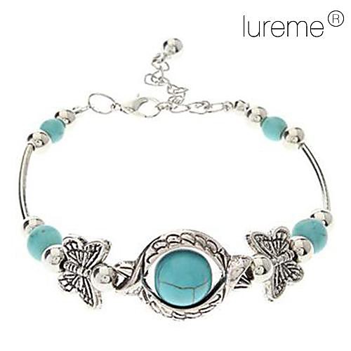 Lureme Vintage Bohemian Style Butterfly Turquoise Bracelet